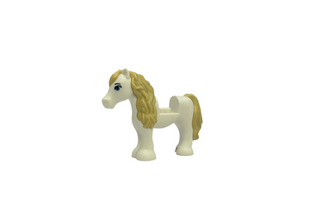 Horse / Pony, Friends with 1 x 1 Cutout with Molded Tan Mane and Tail and Printed Sand Blue Eyes and Black Eyebrows Pattern, 75498pb03 Minifigure LEGO®