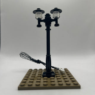 Lighting Kit, Double Lamp Post, Double Connector (Black Pole, White Light) ACCDHLA-B/W Light up kit United Brick Co®