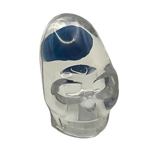 Minifigure, Head, Modified Crystal Skull with Dark Blue Brain Pattern, Part# 62709pb01 Part LEGO® Trans-Clear Very Good