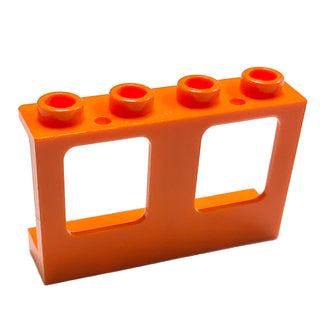 Window 1 x 4 x 2 Plane, Single Top Hole and Single Bottom Hole for Glass, Part# 61345 Part LEGO® Orange