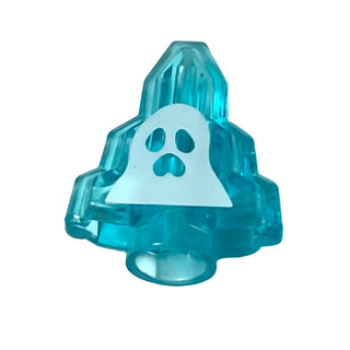 Rock 1x2 Crystal Stepped (Monster Fighters Moonstone), Part# 10178 Part LEGO® Trans-Light Blue with White Ghost Pattern