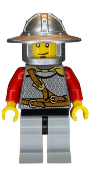 Kingdoms - Lion Knight Scale Mail with Chest Strap and Belt, Helmet with Broad Brim, Eyebrows and Goatee, cas496 Minifigure LEGO®