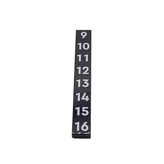 Tile 1 x 8 with White Numbers 9, 10, 11, 12, 13, 14, 15, and 16 Pattern, Part# 4162pb248 Part LEGO® Black