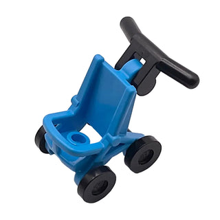 Minifigure, Utensil Stroller / Baby Carriage with Wheels and Handlebars, Part# 5491c02 Part LEGO® Dark Azure