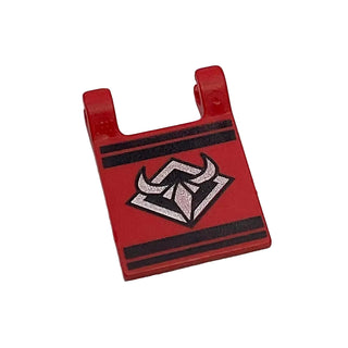 Flag 2 x 2 Square with Flat Edge with Silver Bull's Head Pattern, Part# 2335px3