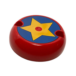 Cylinder Hemisphere 7x7 Flat (Pod Half) with 2 Pin Holes with Black Outlined Yellow Star on Blue Circle Pattern, Part# 1974pb01