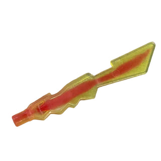 Minifigure, Weapon Sword Blade with Jagged Edges and Bar End with Marbled White Pattern, Part# 11439pb01