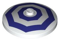 Dish 4x4 Inverted with 2 Dark Purple Octagons Pattern, Part# 3960pb020 Part LEGO® White  