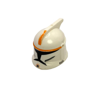 Minifigure, Headgear Helmet SW Clone Trooper with Holes, Orange Stripe Pattern (Commander Cody Phase 1), Part# 61189pb04 Part LEGO® White Very Good