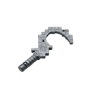 Minifigure, Weapon Sickle Pixelated (Minecraft), Part# 65505c Part LEGO® Flat Silver (Iron)