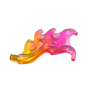 Wave Rounded Curved Wing with Flame with Marbled Trans-Dark Pink Pattern, Part# 18394pb04 Part LEGO® Trans-Orange