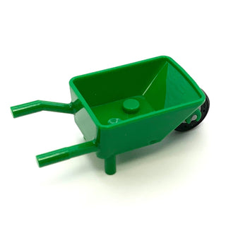 Minifigure Utensil, Wheelbarrow with Light Bluish Gray Wheel with Molded Black Tire Pattern, Part# 98288c06 Part LEGO® Green  