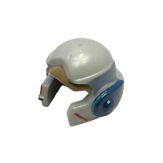 Minifigure, Headgear Helmet SW Rebel with Dark Tan, Sand Blue, and Dark Blue A-Wing Pilot Pattern, Part# 11538pb01 Part LEGO® Light Bluish Gray Very Good