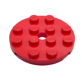 Plate Round 4x4 with Hole, Part# 60474 Part LEGO® Red