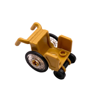 Minifigure, Utensil Wheelchair with Open Sides and High Arm Rests with Wheels, Part# 80440c01 Part LEGO® Pearl Gold