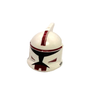 Minifigure, Headgear Helmet SW Clone Trooper with Holes, Dark Red Markings Pattern (Commander Fox), Part# 61189pb05 Part LEGO® White Very Good