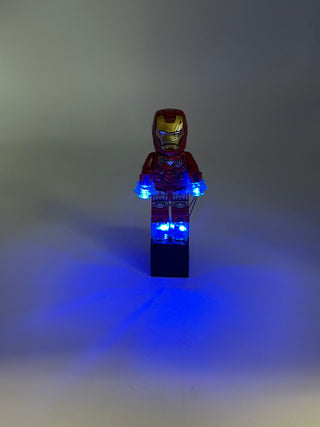 Iron Man Minifigure LED Lights, Battery Operated, LIMB Custom Parts United Brick Co® Blue