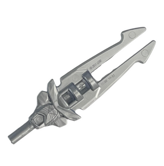 Minifigure, Weapon Sword, Double Blade with Bar Holder (Valious), Part# 11103 Part LEGO® Flat Silver