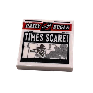 Tile 2x2 with Newspaper ' DAILY BUGLE' and 'TIMES SCARE!' Pattern, Part# 3068pb1726 Part LEGO® White