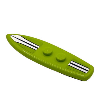 Surfboard with White and Dark Green Lines Pattern (Stickers), LEGO® Minifigure Utensil, Part# 90397pb011