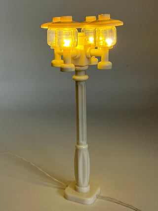 Light-Up White Quad Lamp Post, DIY System, Reconnectable, ACCQH-LA Light up kit United Brick Co® Amber Light