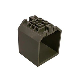 Container, Box Open Ended 4 x 4 x 4 with 1 Locking Hinge Finger on Each End, Part# 30639 Part LEGO® Dark Gray Very Good