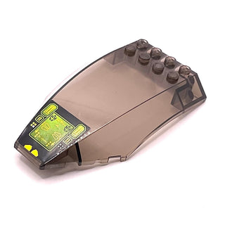 Windscreen 10 x 6 x 2 Curved with Lime Cockpit Screen Pattern (Sticker), Part# 45705pb024 Part LEGO® Trans-Brown Very Good