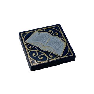 Tile 2 x 2 with Book, Open and Gold Scrollwork Pattern, Part# 3068pb1086
