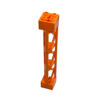 Orange triangular vertical support girder with stud connector top and open lattice framework design.