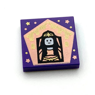 Tile Decorated 2x2 with Chocolate Frog Card Rowena Ravenclaw Pattern, Part# 3068pb1740 Part LEGO® Dark Purple  