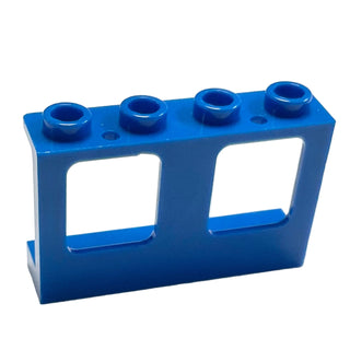 Window 1 x 4 x 2 Plane, Single Top Hole and Single Bottom Hole for Glass, Part# 61345 Part LEGO® Blue
