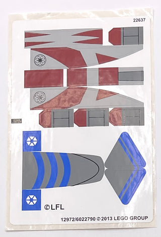 Sticker Sheet for Set BARC Speeder with Sidecar, 75012 - (12972/6022790), Part# 75012stk01 Part LEGO® Complete