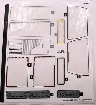 Sticker Sheet for Set Luke Skywalker's X-Wing Fighter, 75301-1 - (73624/6328228), Part# 75301stk01 Part LEGO® Missing 8 Stickers
