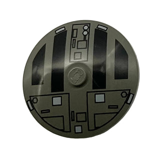 Dish 4x4 Inverted with TIE Hatch Black and White Pattern, Part# 3960px4 Part LEGO® Dark Gray
