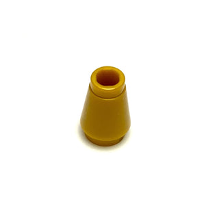 Cone 1x1 with Top Groove, Part# 4589b Part LEGO® Pearl Gold  