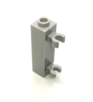 Brick, Modified 1x1x3 with 2 Clips (Vertical Grip) - Hollow Stud, Part# 60583b Part LEGO® Light Bluish Gray  
