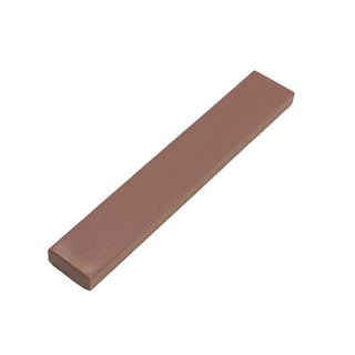 Brown rectangular tile, 1x6 unit size, with smooth flat surface and rounded edges.