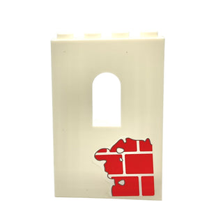 Panel 1 x 4 x 5 Wall with Window with Red Bricks Pattern Bottom Right (Sticker), Part# 60808pb002 Part LEGO® White Very Good
