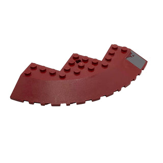 Brick, Round Corner 10 x 10 with Slope 33 Edge from LEGO® Star Wars UCS Slave I (Sticker - Right Side), Part# 58846pb23R Part LEGO® Dark Red Very Good