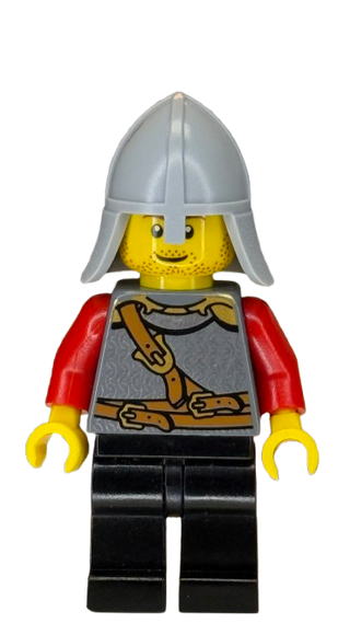 Kingdoms - Lion Knight Scale Mail with Chest Strap and Belt, Helmet with Neck Protector, Stubble Smile (Dual Sided Head), cas475 Minifigure LEGO®