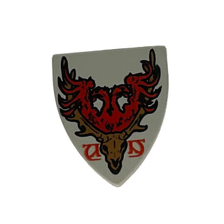 Shield Triangular Short with Durmstrang Stag Coat of Arms Pattern, LEGO® Minifigure Shield, Part# 3846pb019