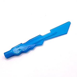Minifigure, Weapon Sword Blade with Jagged Edges and Bar End with Marbled White Pattern, Part# 11439pb01 Part LEGO® Trans-Dark Blue
