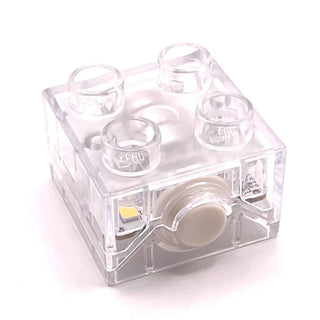 Duplo, Brick 2 x 2 Light with White Button, Part# 51409c01 Part LEGO® Trans-Clear Very Good