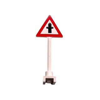 Road Sign Triangle with Road Crossing Pattern, Part# 649p02 Part LEGO® White Very Good