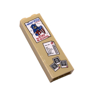 Brick 1 x 2 x 5 with Notice Board with Captain America Poster and Polaroid Photographs Pattern (Sticker), Part# 2454pb177 Part LEGO®