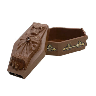 Container, Coffin with Vampire Relief Lid and Skulls Pattern (Stickers), Part# 30163c02pb01 Part LEGO® Brown Very Good