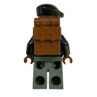 Duncan Kincaid - Black Shirt, Dark Bluish Gray Legs, Black Beret, jw137 - LEGO® Jurassic World Minifigure
