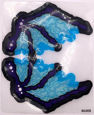 Plastic Wings with Dark Purple Bony Spines and Light Aqua Electric Veins Pattern, Sheet of 2, Part# 29053
