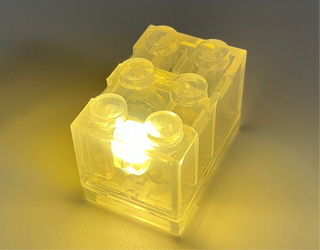 Light-Up 2x3 Brick, Battery Operated, CB2x3 & LB2x3 Custom Parts United Brick Co® Clear/Yellow