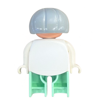 Duplo Figure, Female, Light Green Legs, White Blouse, Gray Hair, Glasses, 4555pb014 Minifigure LEGO®